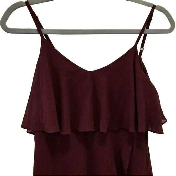 Ali & Jay Women's Burgundy High-Low Chiffon Wrap Cocktail Dress Size S Wedding - Picture 4 of 12